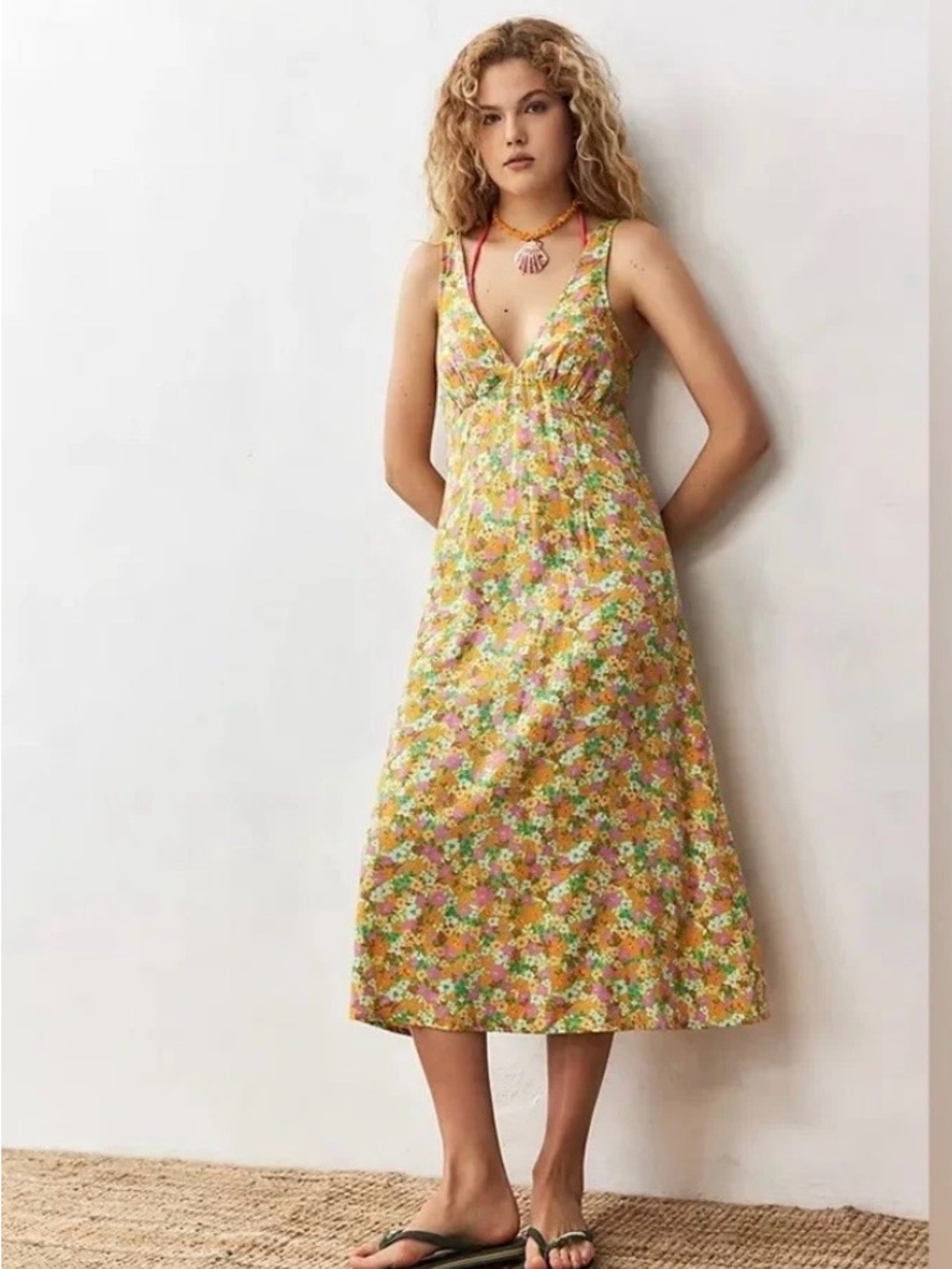 Billabong Feel The Love Floral Sleeveless Midi Dress
